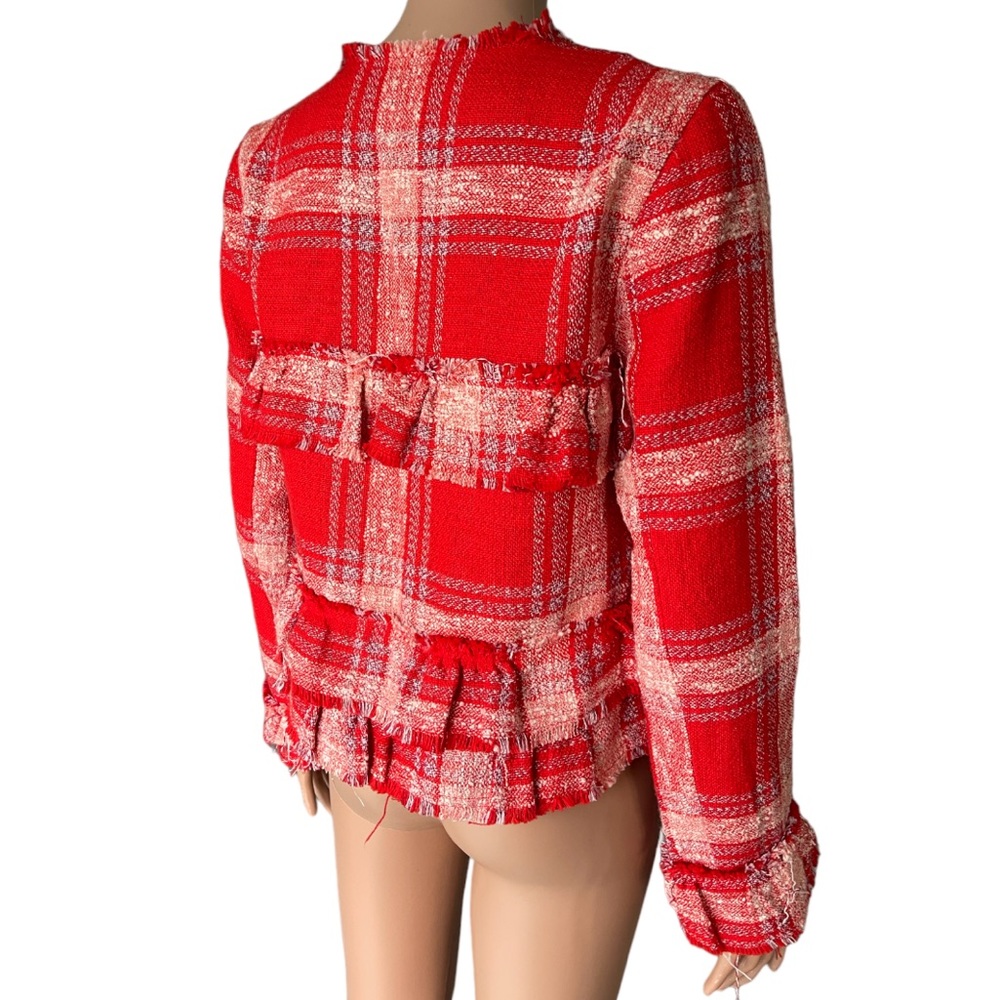 Dex Ruffled Plaid Tweed Textured Jacket - Picture 10 of 13